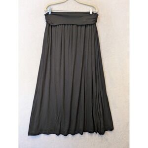 Trendy United Black Maxi Skirt XL Fold Over Waist Jersey Knit